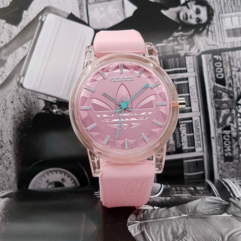 COD JAM TANGAN WANITA ADIDAS TALI KARET RUBBER DIAMETER 3.9 CM