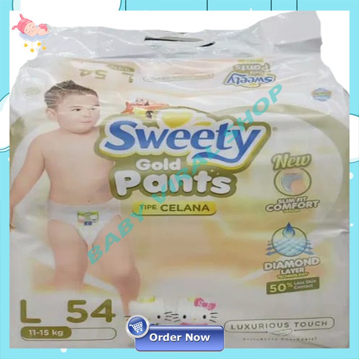Sweety Gold Pants L54 Sweety Gold Popok Celana Anak Popok Bayi Sweety Gold ukuran L isi 54pc NS 130