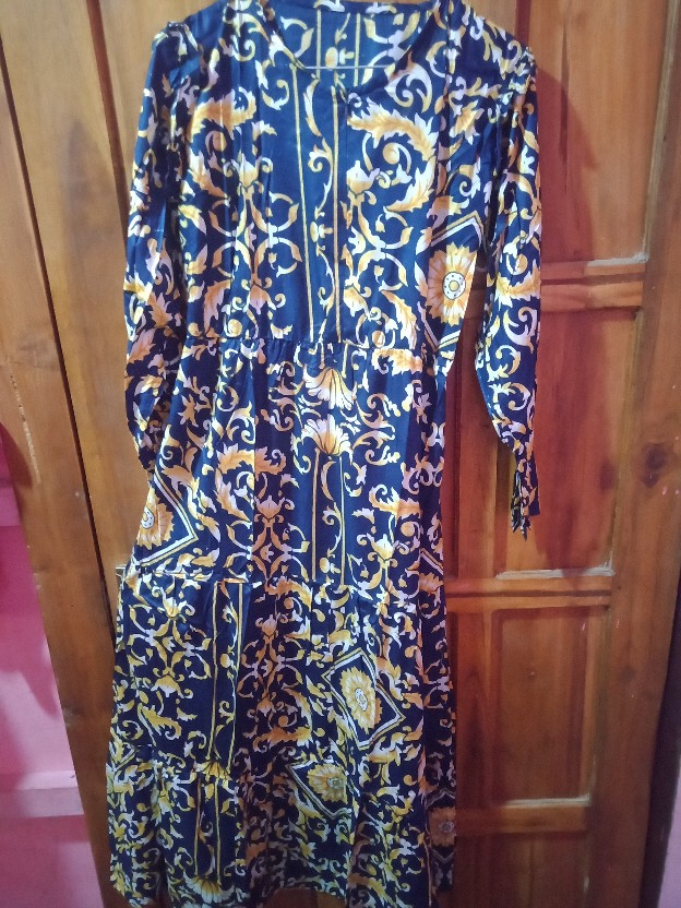 Gamis Syari Motif Batik Printing Bahan Rayon Adem