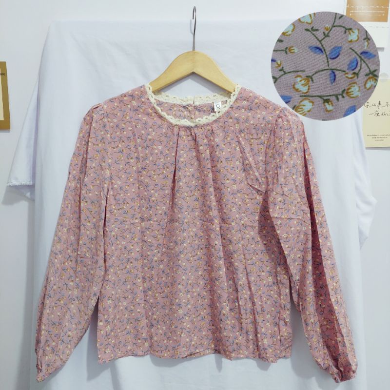 【BISA COD】Chiffon Lace Floral Blouse wanita Lengan Panjang summer atasan blus import cewek-Motif 29