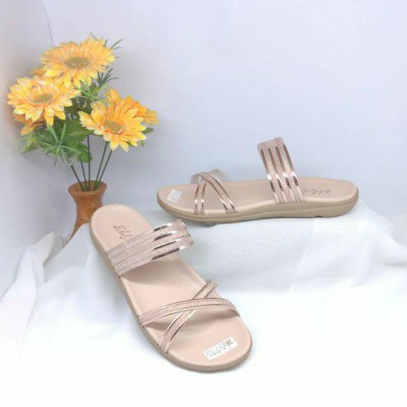 sandal tali wanita  Ebel wedges teplek ringan di pakai terbaru