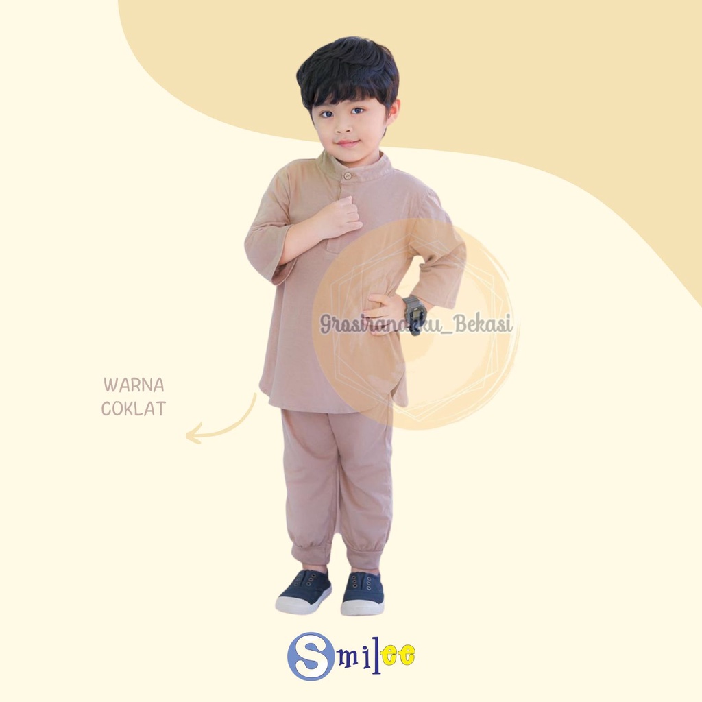 Setelan Koko Anak Kaos Wali Warna Coklat1-5Tahun