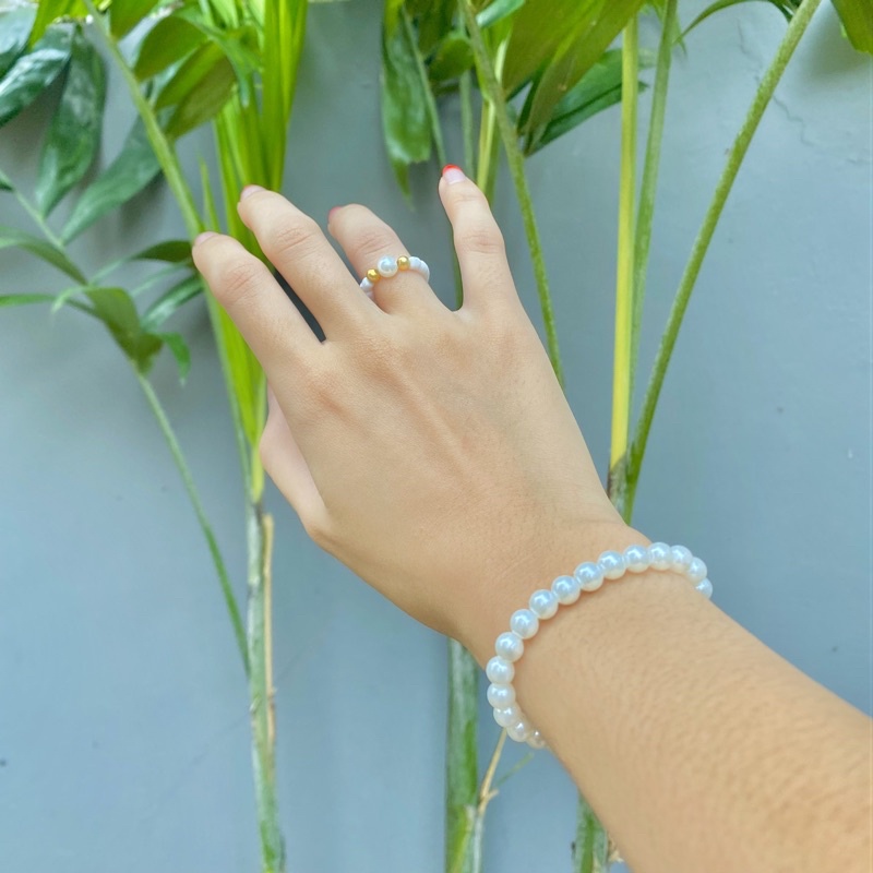 pearl set (pearl bracelete and ring)
