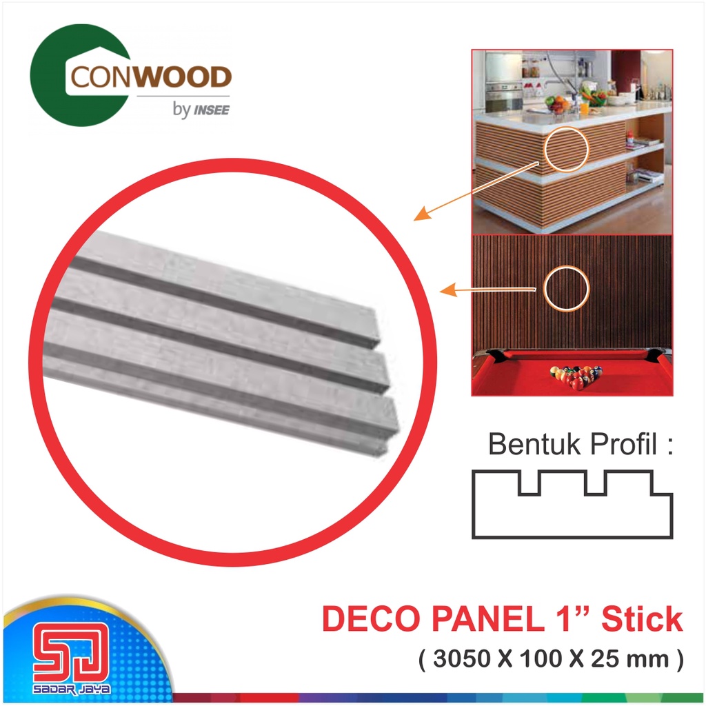Conwood Decorative Panel 1&quot; Stick Plank Dekorasi DindingPanel Interior