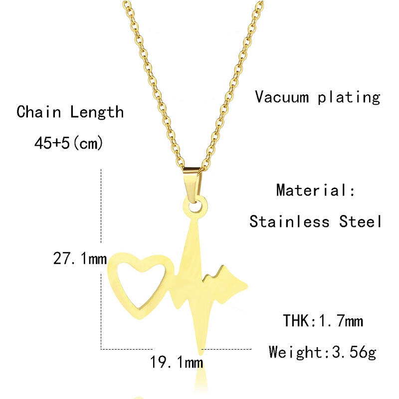 Pribadi emas stainless steel berbentuk hati kalung Eropa dan Amerika EKG kalung berbentuk hati liont