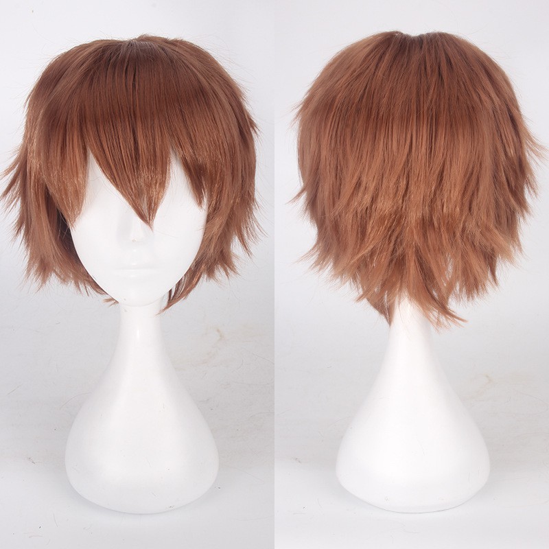 K049-6 wig base light brown cokelat pendek cowok cosplay rambut palsu