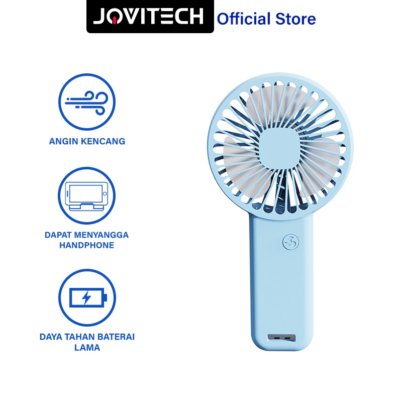 【COD】Jovitech Kipas Angin Mini Portable Rechargeable Fan 3-Speed Kipas Angin Genggam Bisa Phone Stand - F10