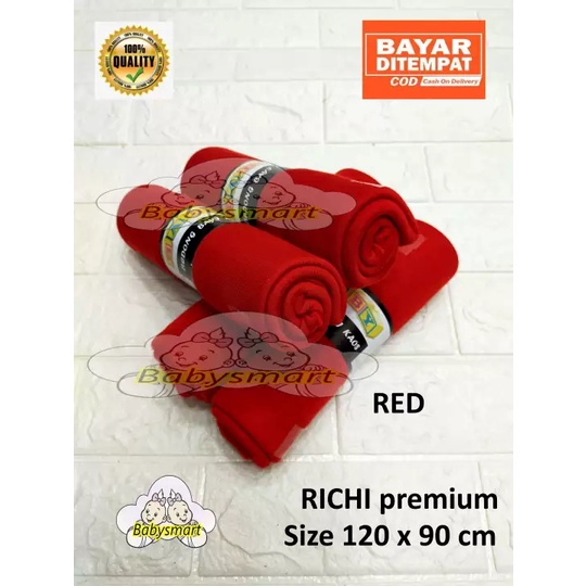 Babysmart - 4 Pcs RICHI Premium Bedong Bayi BABY Single Colour / Selimut bayi / Alas tidur bayi / Bahan Halus