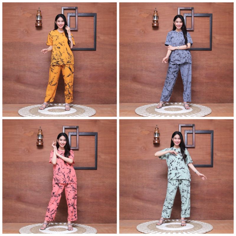 [BISA COD] Setelan Tie Dye One Set Rayon Lengan Panjang