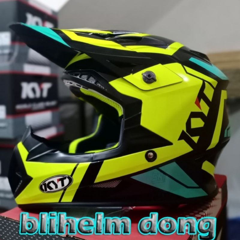 Jual Helm Supercross Kyt Jumpshot Black Yllw Fl Aqua Bl Supercross