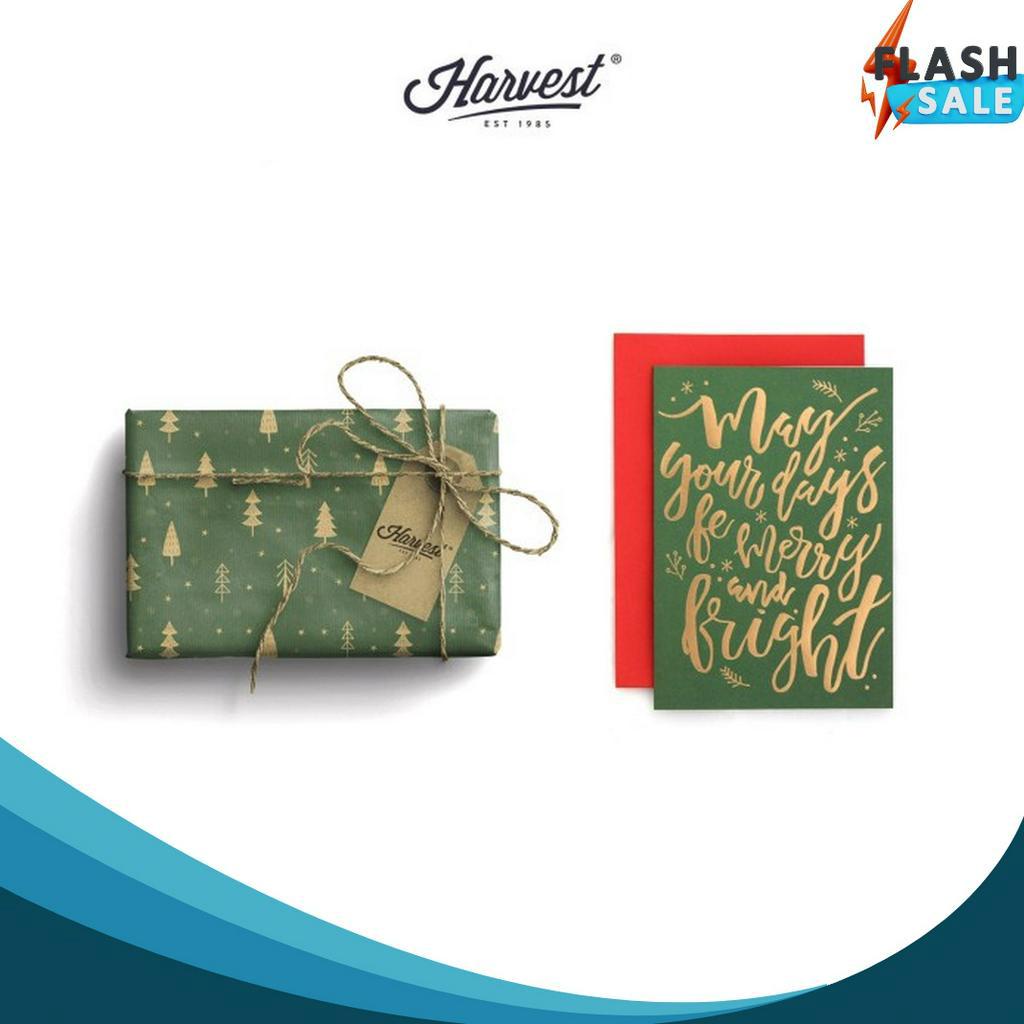 

TERUPDATE Paket Kertas Kado Kartu Ucapan Harvest Wrap Kit Xmas Joyful Green