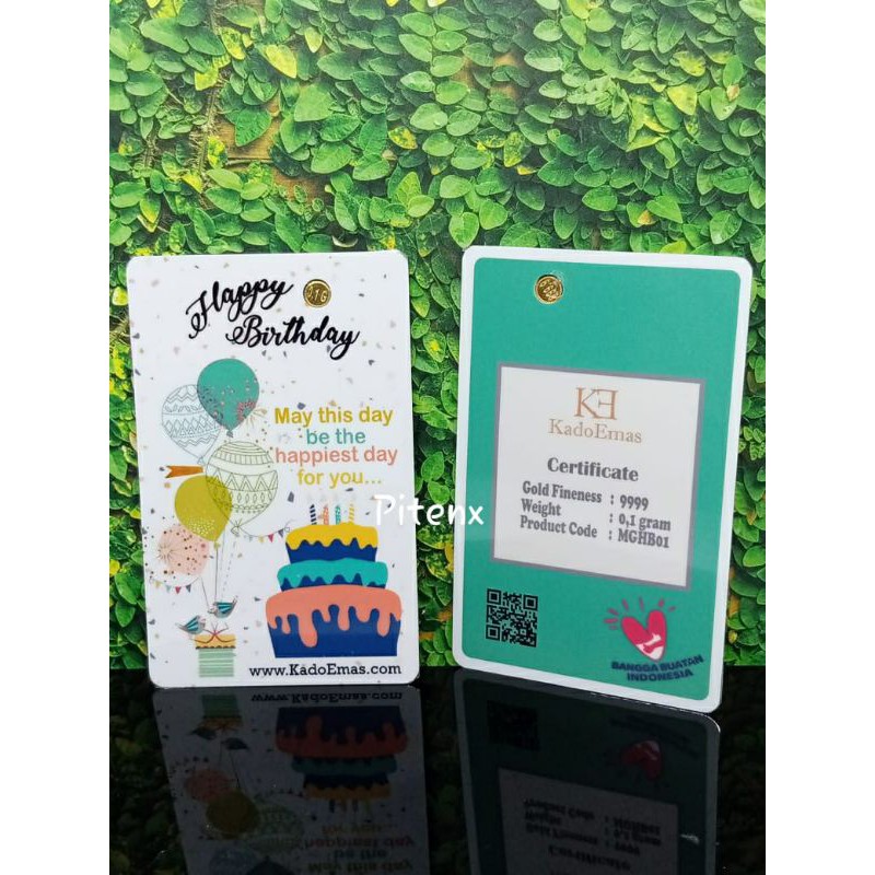 Emas Mini Happy birthday 0.1 gr by KE / Kado Emas