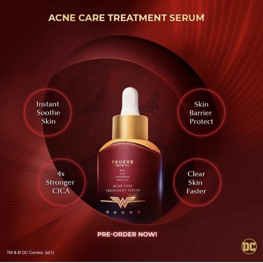 [ FREE GIFT ] TRUEVE X WONDER WOMAN - Luminous Dark Spot, Ultimate Drops, Acne Care, Youth Activating Serum 30ml
