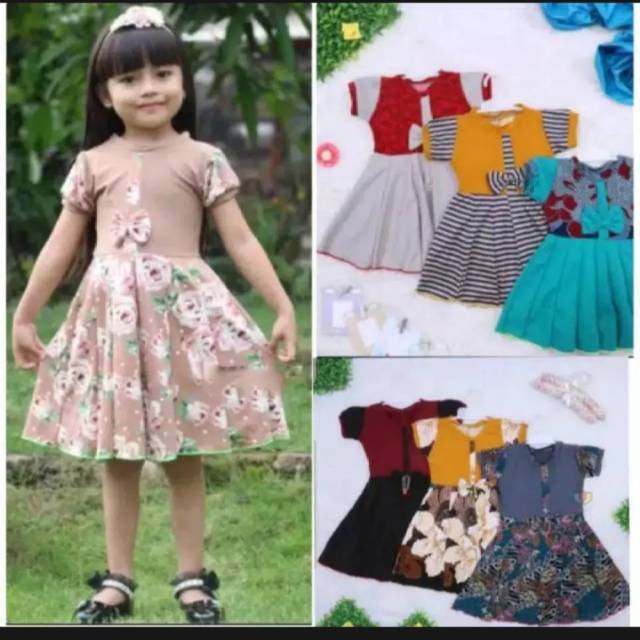 Dress Anak Jasmine 1 - 5 tahun Model Pita Terbaru Murah