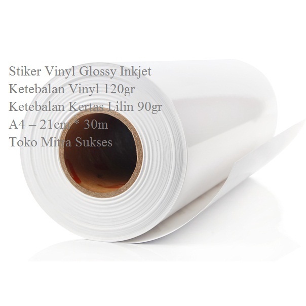 

Stiker Vinyl Glossy Inkjet A4 Roll - 21cm x 30m Baru