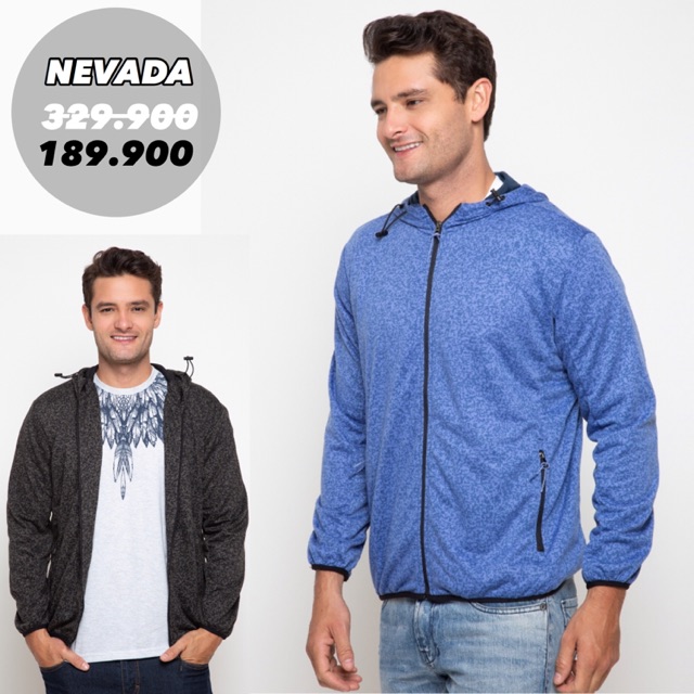 NEVADA Jaket Hoodie Pria Biru dan Hitam