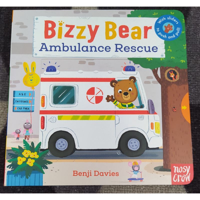 Bizzy Bear Ambulance Rescue push,pull,slide boardbook.buku anak