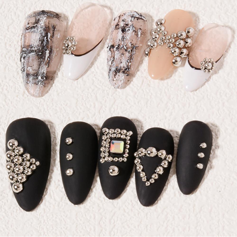 AUGUSTINA Berlian Imitasi Kuku Agustina 100 Pcs Perak Joker Paku Keling Halus Nail Art Dekorasi