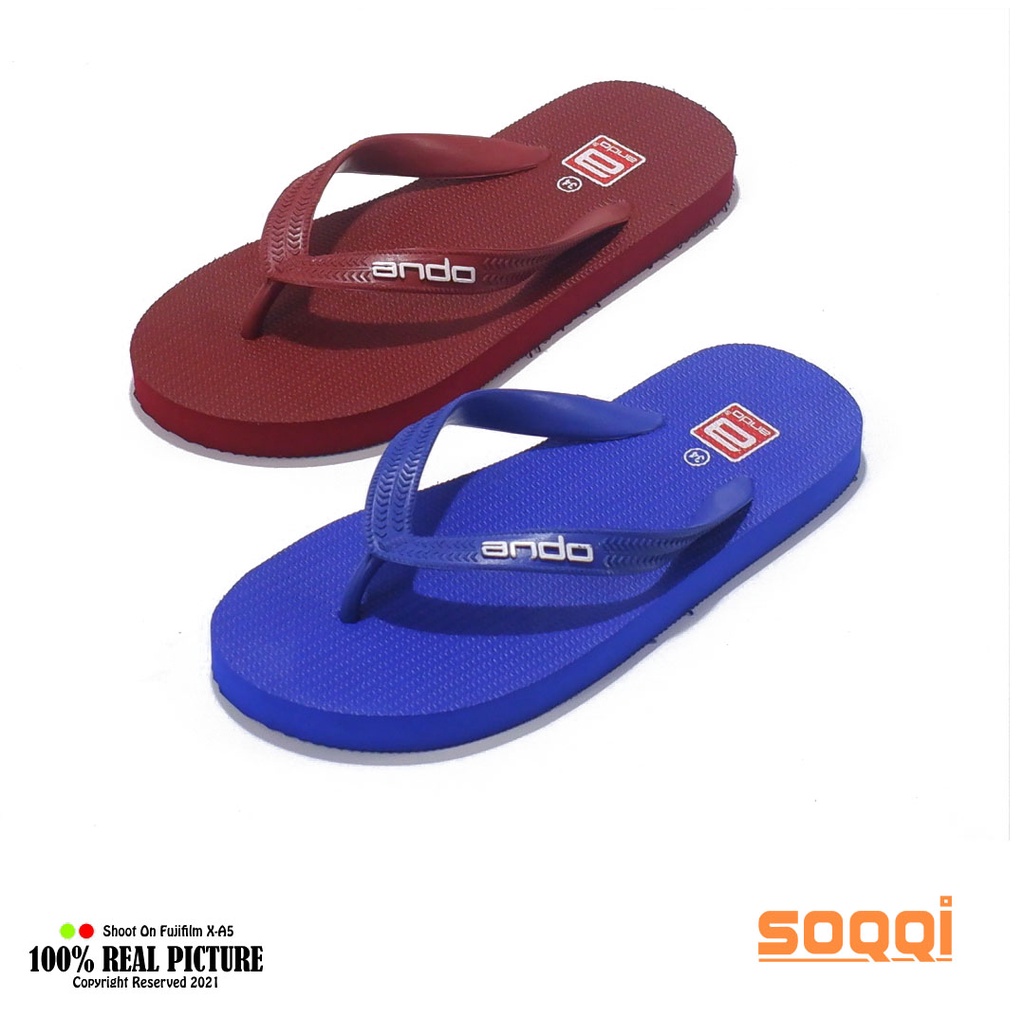 Sandal pria japit karet original sendal jepit cowok laki-laki dewasa ukuran jumbo model flat slide flip flop lentur tahan air branded Ando Hawai big size terbaru promo murah cod keren 43-44