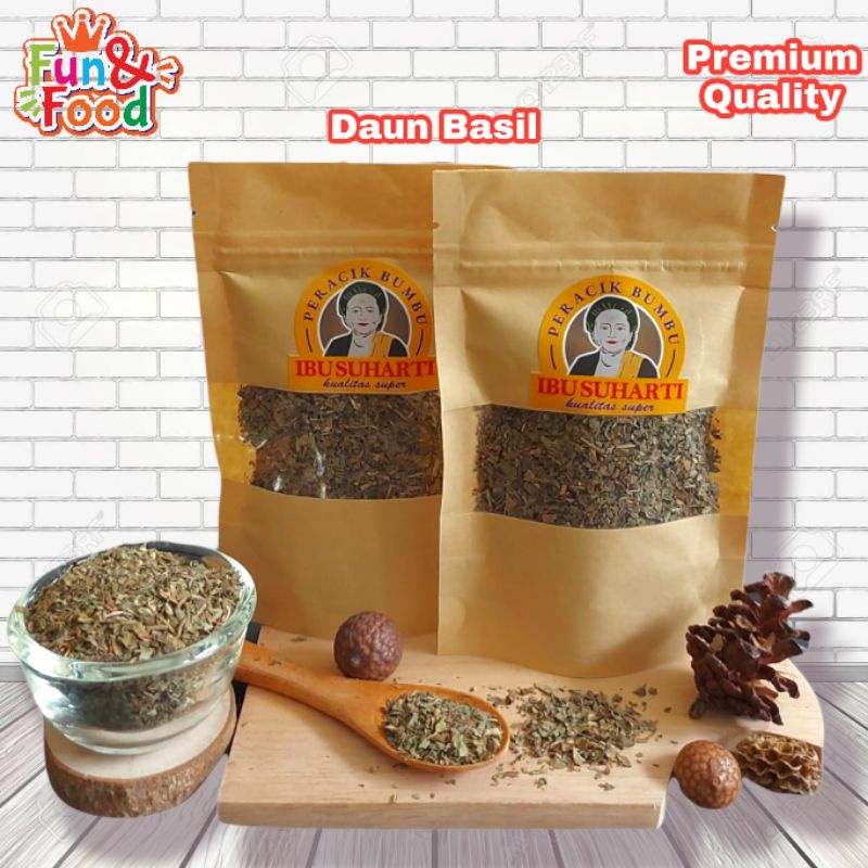 

Ibu Suharti - Rempah Daun Basil Kering Dried Basil Leaves Bumbu Dapur Daun Basil Kering Kualitas Premium