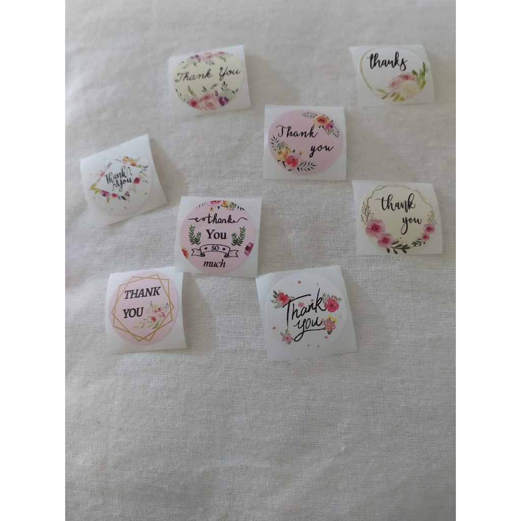 

Stiker Thankyou motif bunga, Sticker thankyou 8 motif campur, stiker