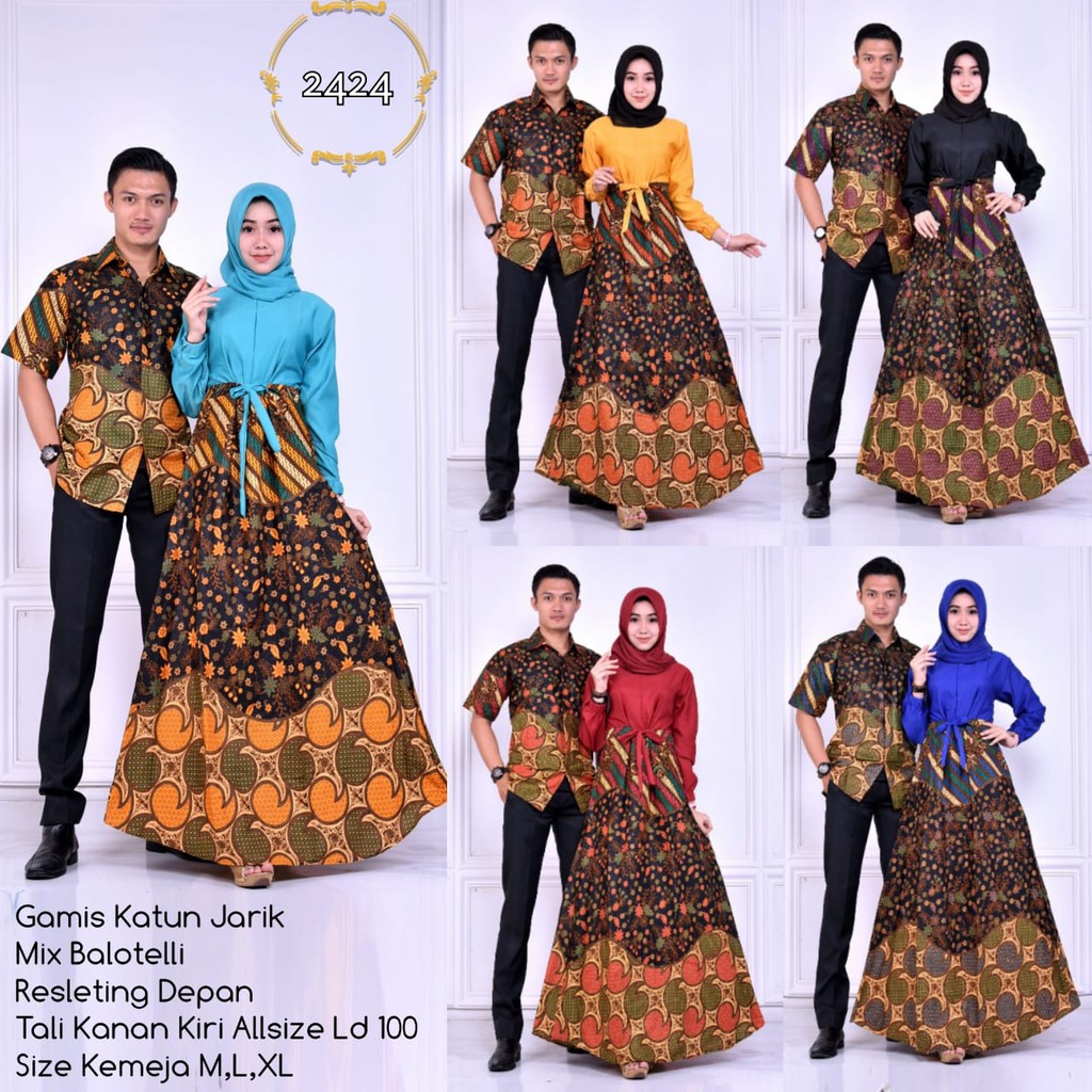 BAJU BATIK COUPLE MODEL GAMIS KATUN JARIK TERBARU T2424