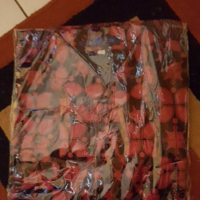 Baju Kemeja Batik Lengan Panjang Natal Nagawangsa Marun Hem Cowok Ukuran Jumbo Xxl