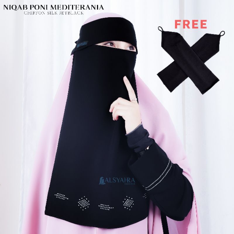 Niqab Poni Mediterania Sifon Silk Jetblack Alsyahra Exclusive