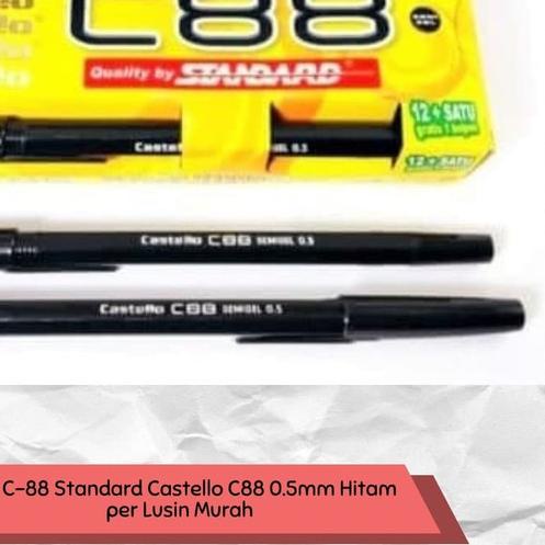 

♠ Pen C-88 Standard Castello C88 0.5mm Hitam per Lusin Murah - Biru ✪