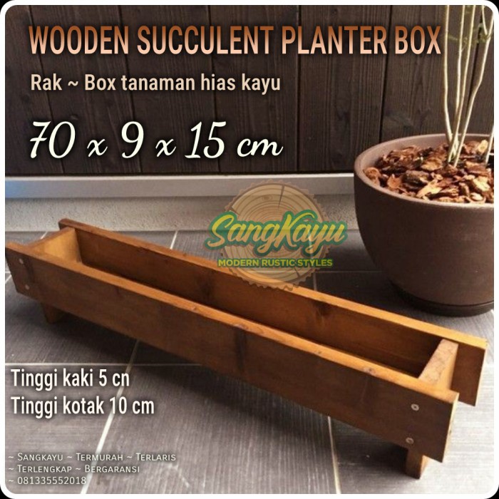 Wood succulent planter box kotak rak tanaman hias pot sukulen kayu - KAYU MAHONI