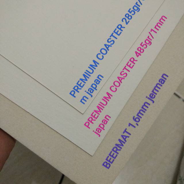 

Kertas BIRMET/BEERMAT/BOARD PUTIH Premium coaster 485 gsm/1mm A4