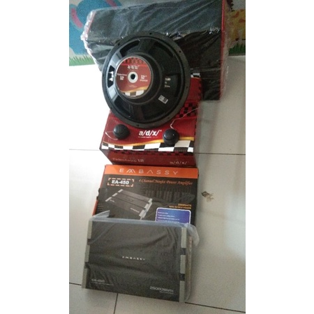 paket audio mobil subwoofer ADX 12 inch Dobel coil