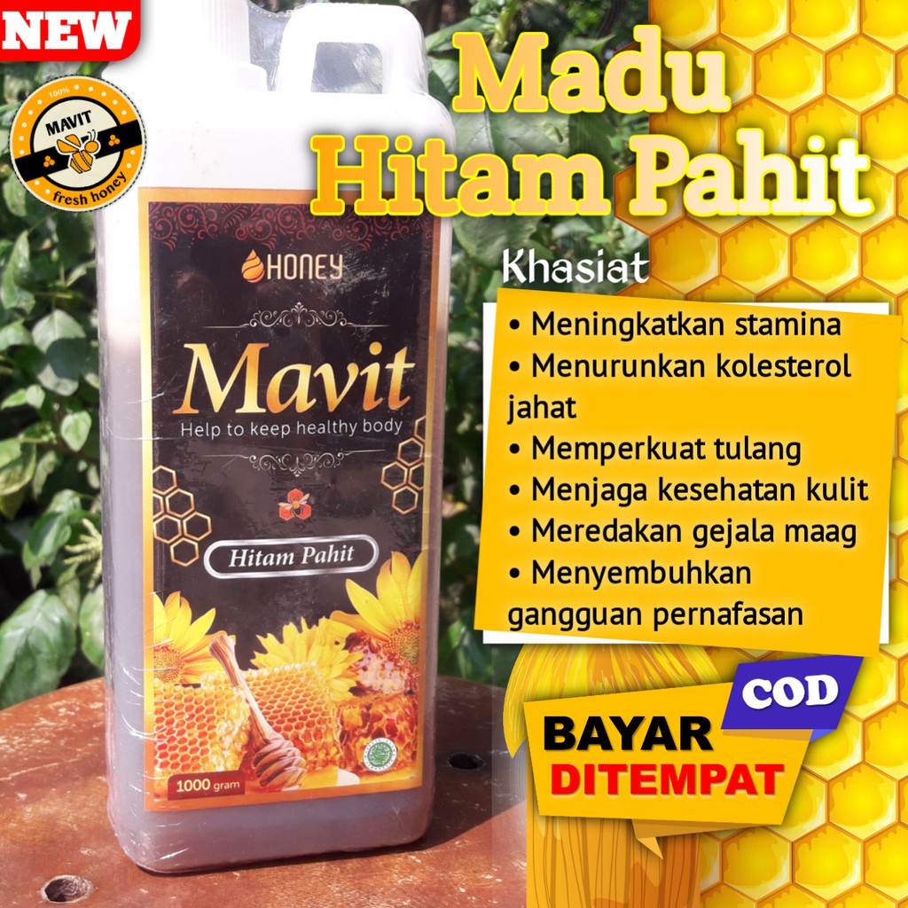 

MADU MAVIT HITAM PAHIT 1000gr / MADU HITAM MURNI ASLI / MADU PAHIT - Meningkatkan daya tahan tubuh - Sebagai Antioksidan - Melancarkan sistem pencernaan - Sebagai sumber nutrisi - Menambah tenaga - Memelihara kesehatan & kebugaran tubuh | GROSIR & ECERAN
