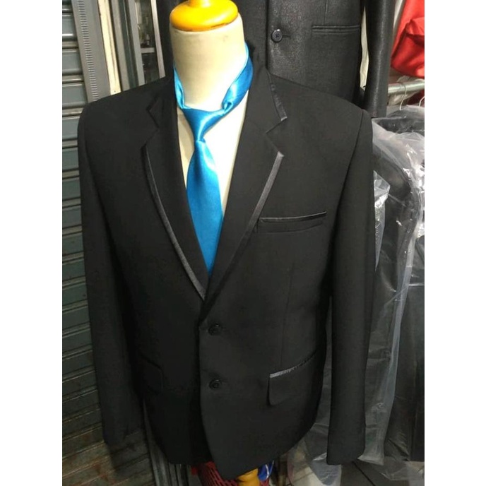 Jas Wisuda Blazer Pria Hitam List Jas Formal jas nikahan pengantin