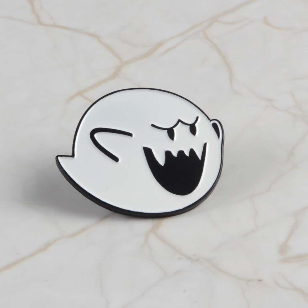Mxbeauty Hantu Bros Hadiah Untuk Wanita Pria Kartun Perhiasan Aksesoris Hantu Putih Lencana Pin Kerah Pin Enamel Pin