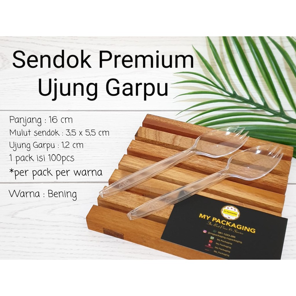 NEW !!! Sendok Plastik Ujung Garpu PREMIUM 100pcs