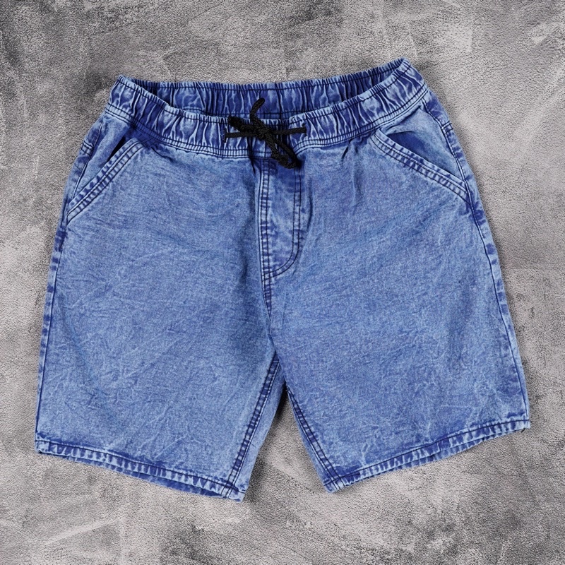 celana pendek jens pria boardshort hitam size M - XL celana pendek jeans pria celana santai celana kolor pria dewasa