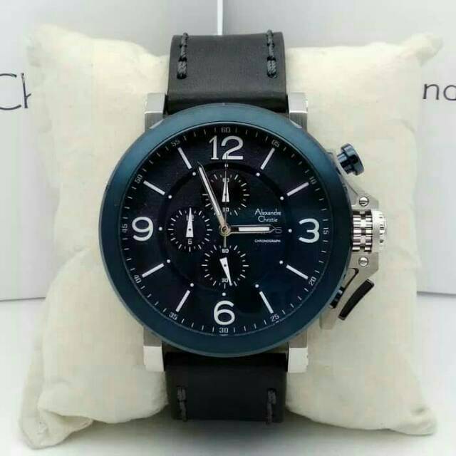 Alexandre christie ac 6281 jam tangan pria , silver blue navy original