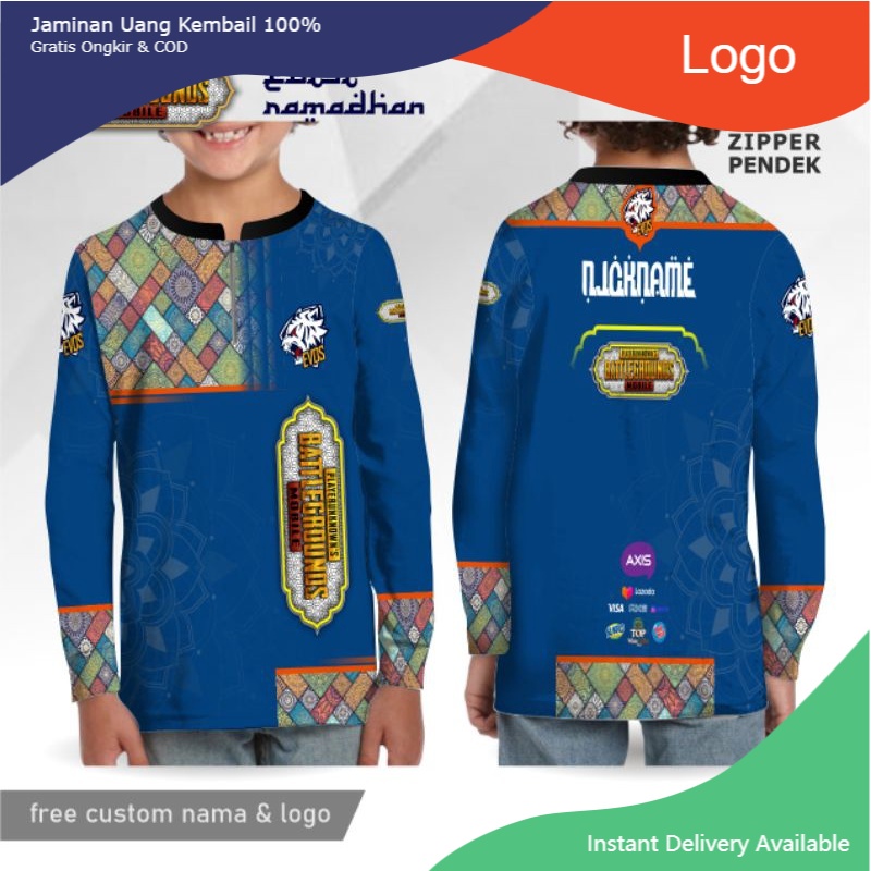 Jersey evos pubg game e sport koko anak laki laki lengan panjang