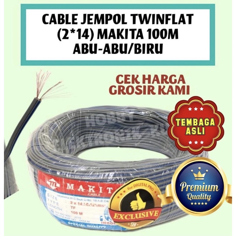 CABLE JEMPOL TWINFLAT (2x14) MAKITA 100M ABU-ABU/BIRU