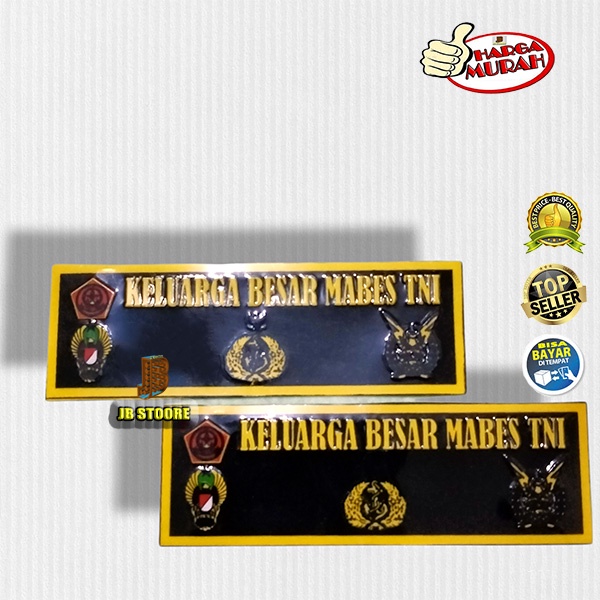 Stiker Mabes TNI KB Hitam Timbul Sepasang / Stiker KB Mabes Tni 2 pcs / Stiker Plat Motor Mobil mabe