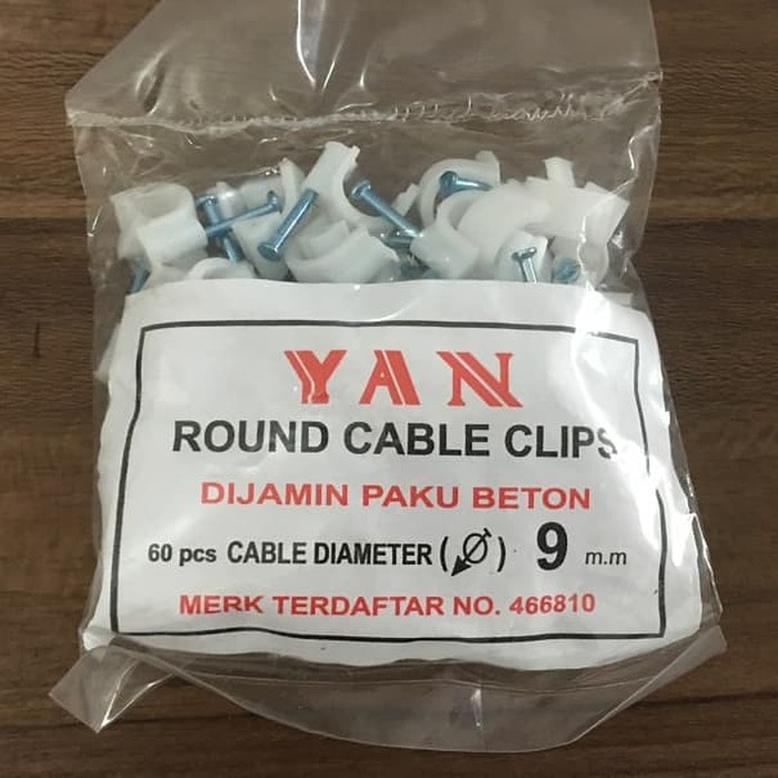 Klem Kabel YAN Asli Berkualitas No 9 Klip Pin Kabel Ke Tembok