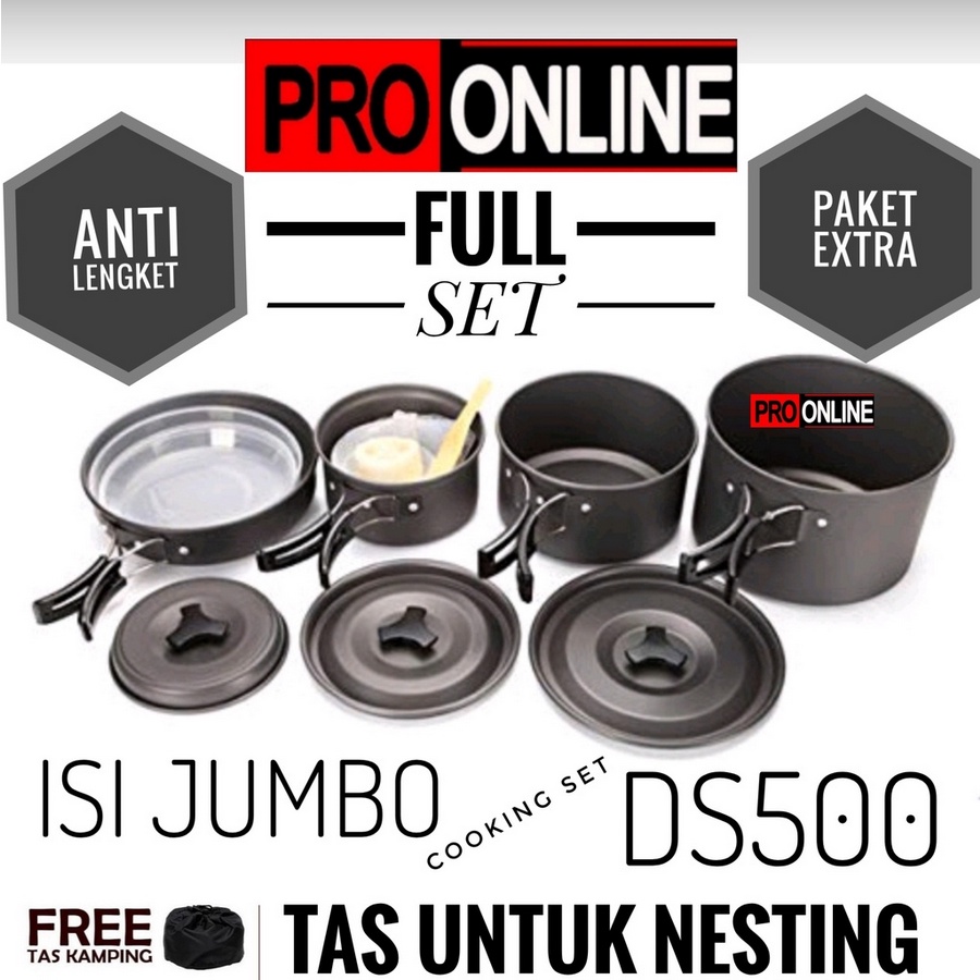 Cooking Set - Cooking Set Camping Outdoor - Nesting kompor Kemping Outdoor DS 500