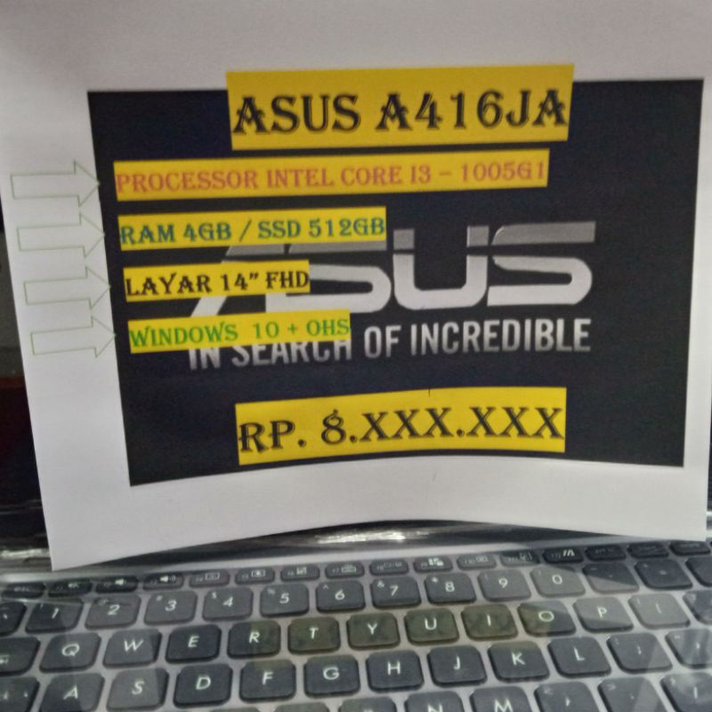 ASUS A416JA I3 1005G1 4GB SSD 512GB