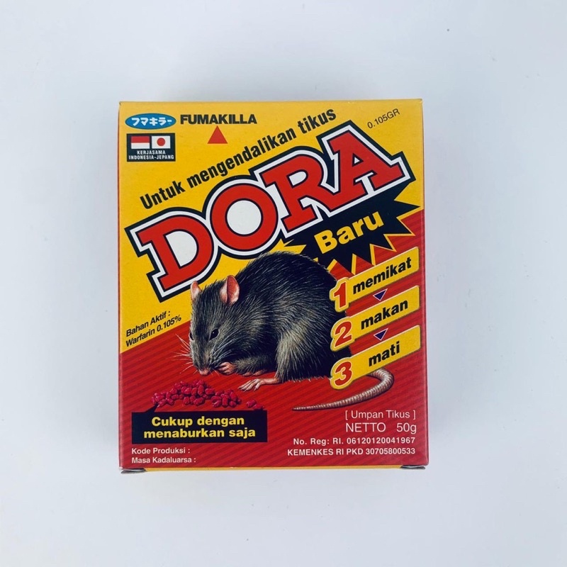 FUMAKILLA DORA RACUN TIKUS siap pakai-paling ampuh-tikus mati kering 50gr/ 100gr/ 200gr