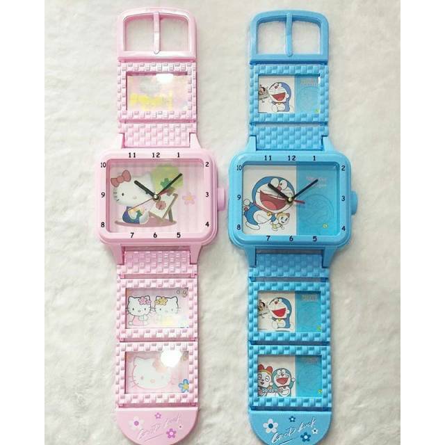 Jam Tangan Dinding + Frame Foto Hellokitty Doraemon