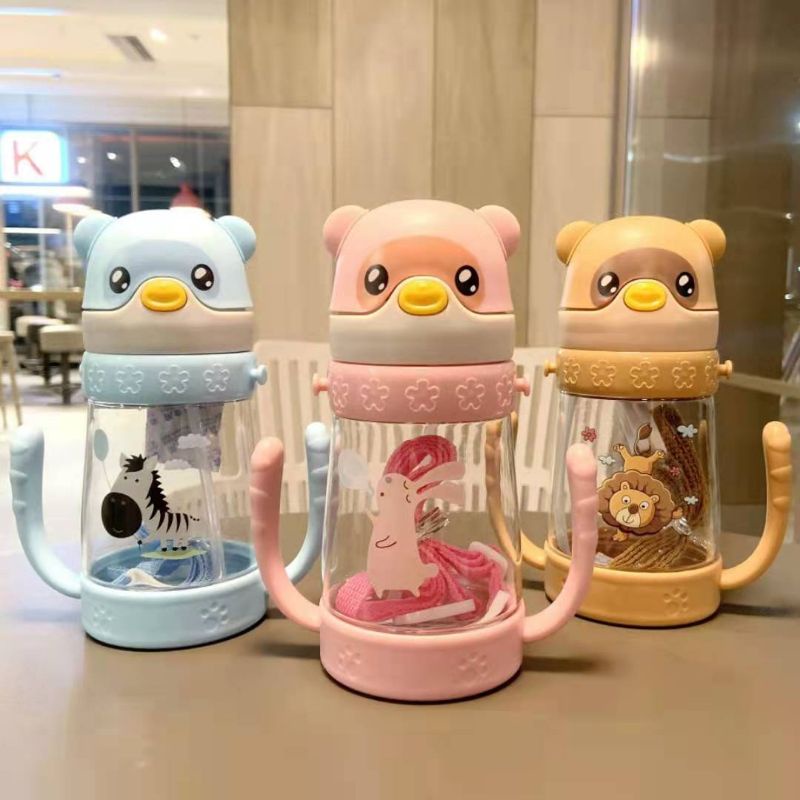 Botol Minum Anak Air Sedotan Pegangan Tangan Bentuk Bebek Pinguin