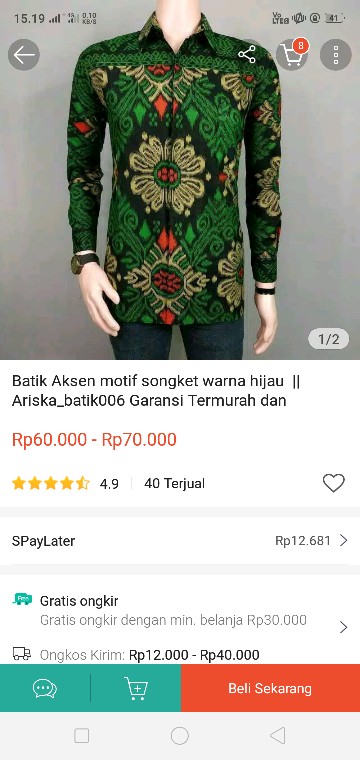 Kemeja Batik Pria Lengan Panjang Motif Songket New Alka 09
