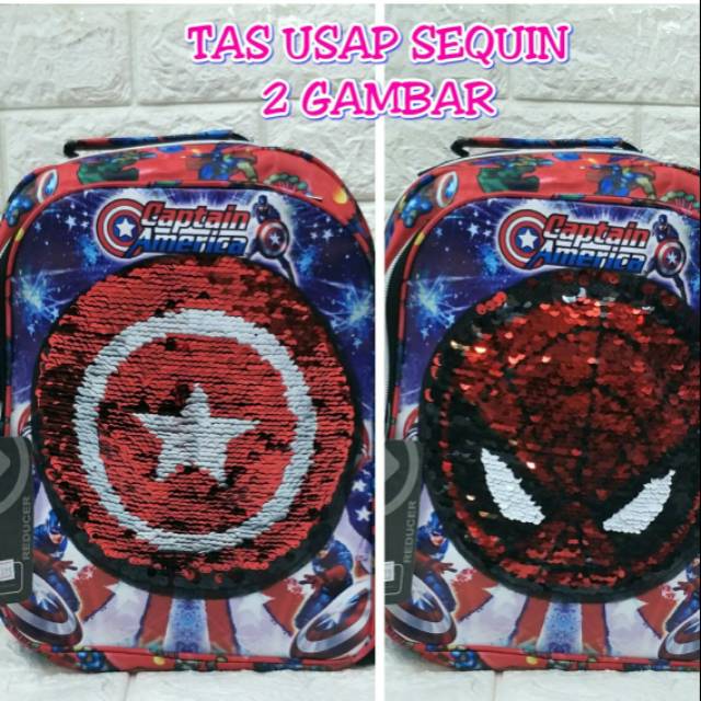 TAS RANSEL ANAK LAKI LAKI PAUD TK SD /TAS USAP SEQUIN 2 GAMBAR