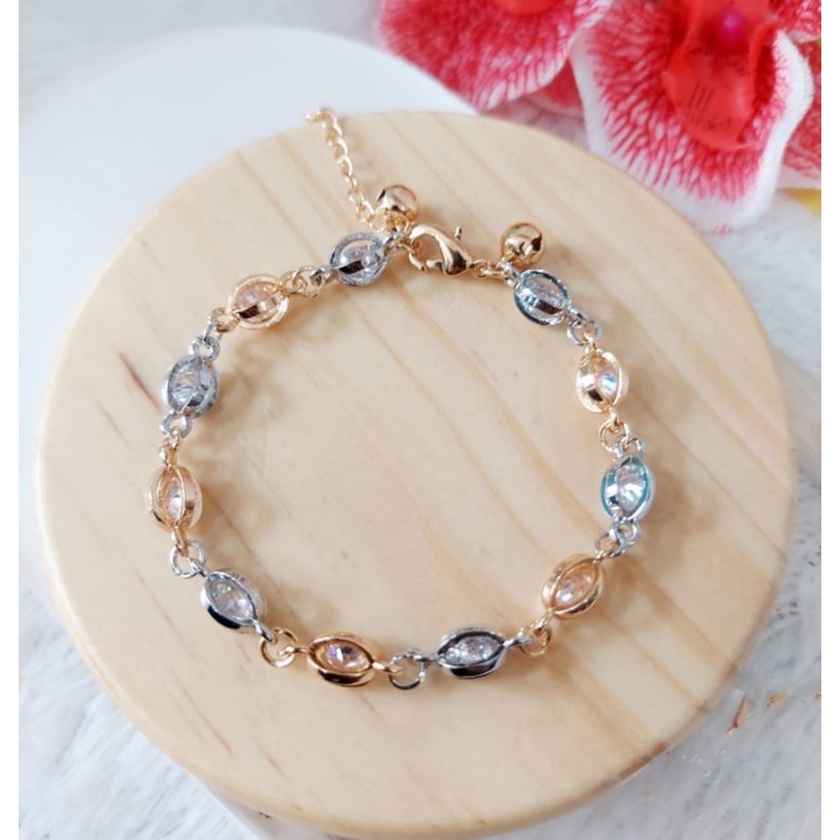 Gelang Xuping Rantai  Kombinasi Mata Full Lapis Emas